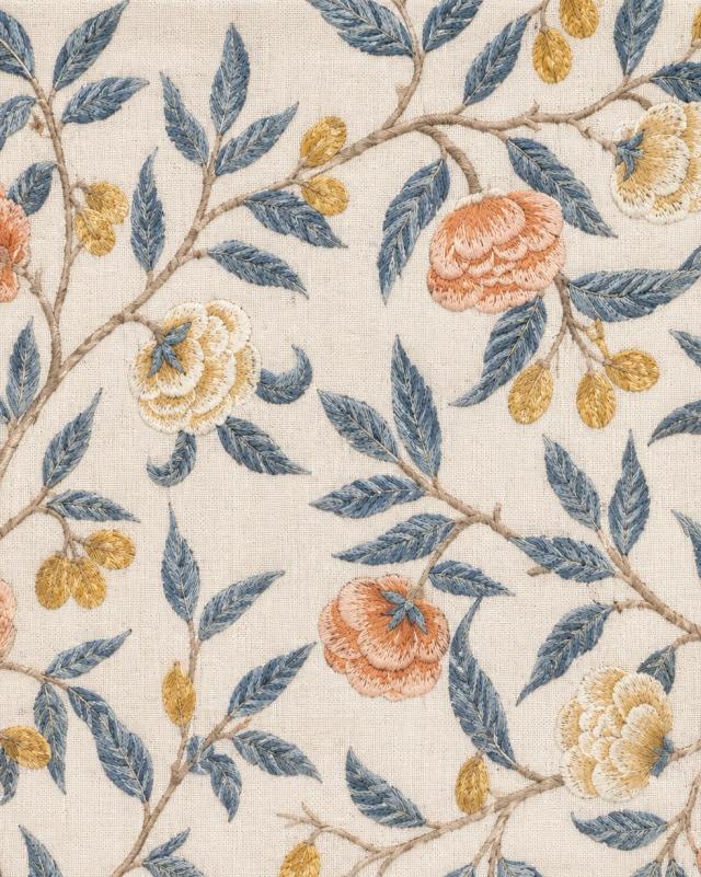 Kensey Floral Curtain Fabric – Dusty Blue